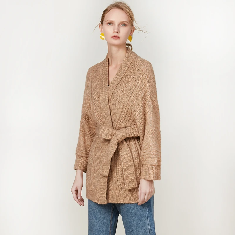 ZEHANGSEA- ladies cashmere cardigan 18 new classic thick cardigan soft loose simple casual women's cardigan coat-Free shipping