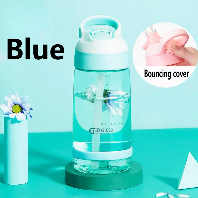 Креативная портативная прозрачная соломенная пластиковая Студенческая бутылка для воды для девочек, для улицы, Герметичная Бутылка Для Воды
