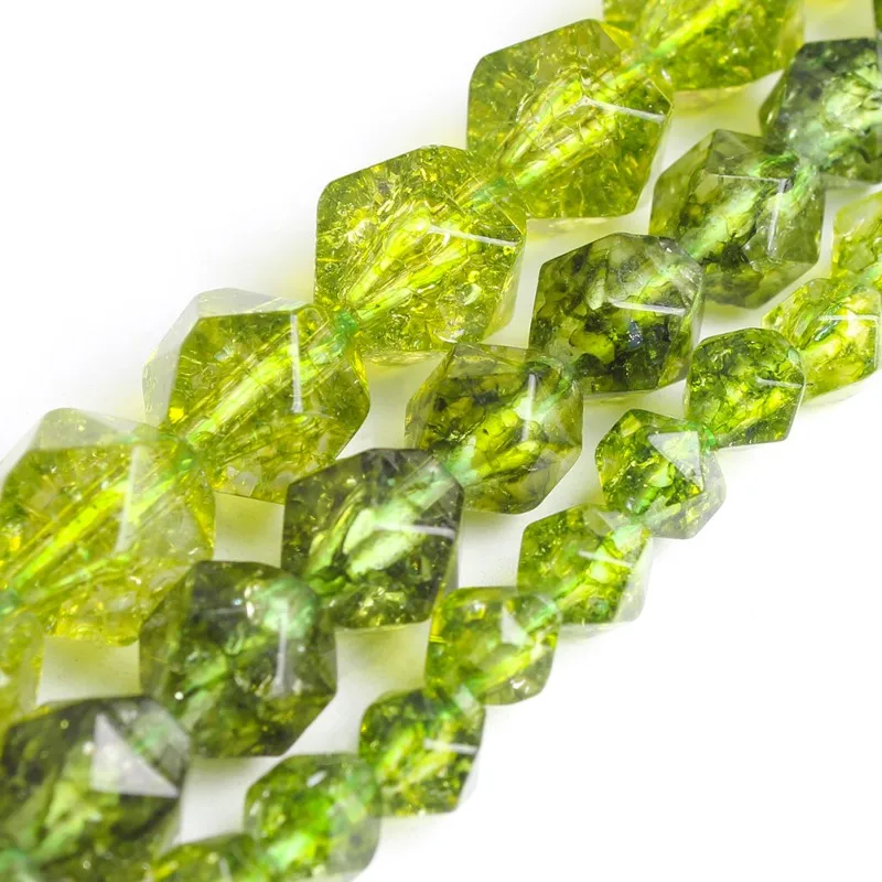 Faceted Round Green Peridot Quartz Loose Beads for Jewelry Making Strand 15" 