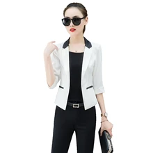 Весенняя женская куртка с рукавом три четверти, хит цвета, Тонкий Блейзер, женское короткое пальто, розовый, белый, блейзеры и куртки, одежда для работы