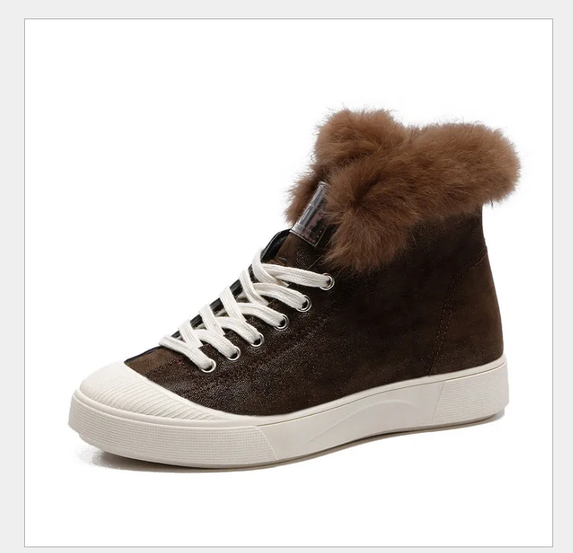 

2018 new autumn and winter high shoes women Korean version of the wild two cotton plus velvet casual shoes