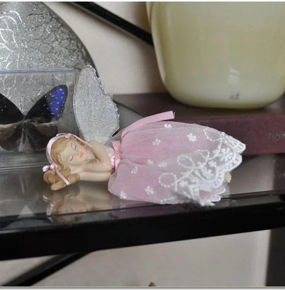 Милая фигурка спящей Феи для девочек, декоративная статуэтка Ангела из смолы, украшение для рукоделия, подарок на день рождения и украшение комнаты