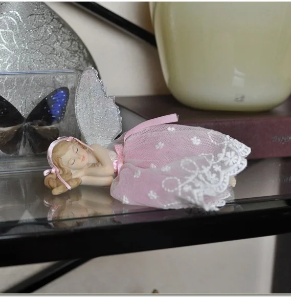 

Lovely Sleeping Fairy Girl Figurine Decorative Resin Angel Statuette Craft Ornament for Birthday Gift and Room Embellishment