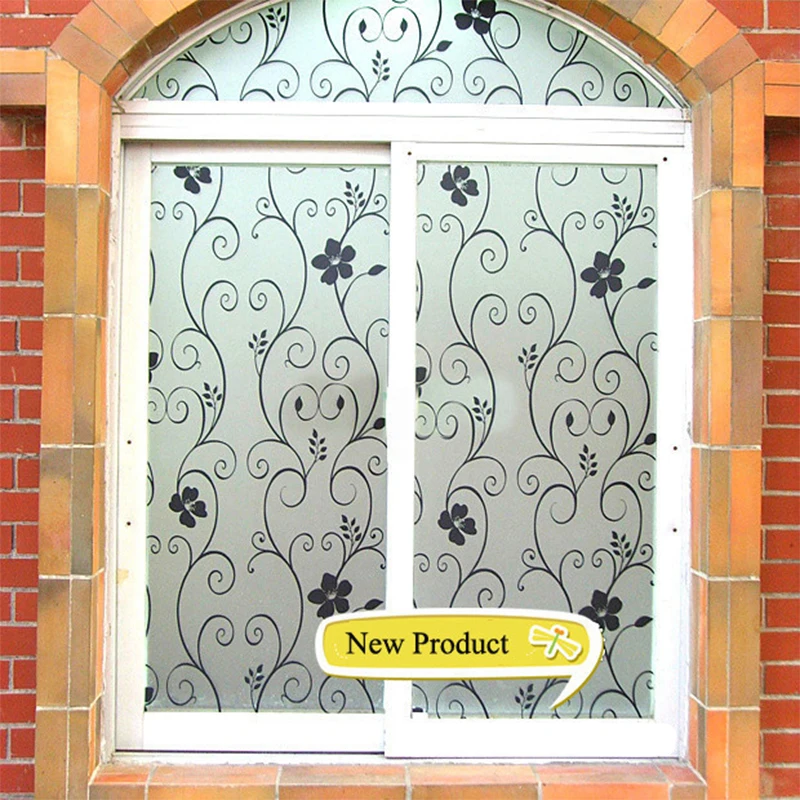 45x100cm Glass Frosted Cover Plane Window Sticker Wall Decoration Plum Floral Flower Decorative Film Home Room Deco HOT