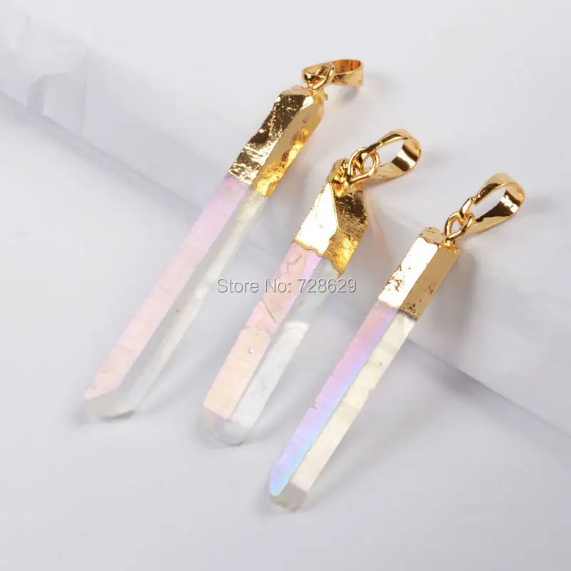 

BOROSA 10pcs/lot Fashion Angel Cluster Aura Titanium Druzy Quartz Crystal Point Pendant Bead Gold Angel Quartz Pendant G061