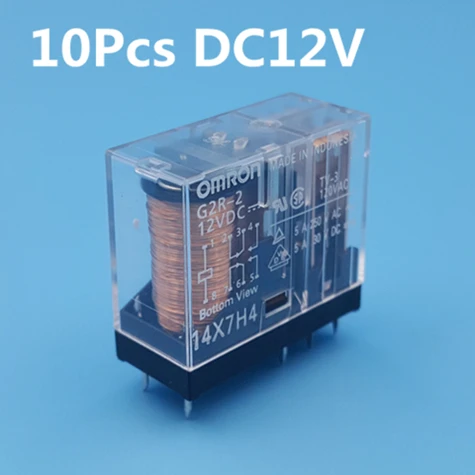 10 шт. Omron G2R-2 DC12V 24V 8Pin печатного монтажа DPDT реле питания 5A/250VAC - Габаритные размеры: 10Pcs DC12V