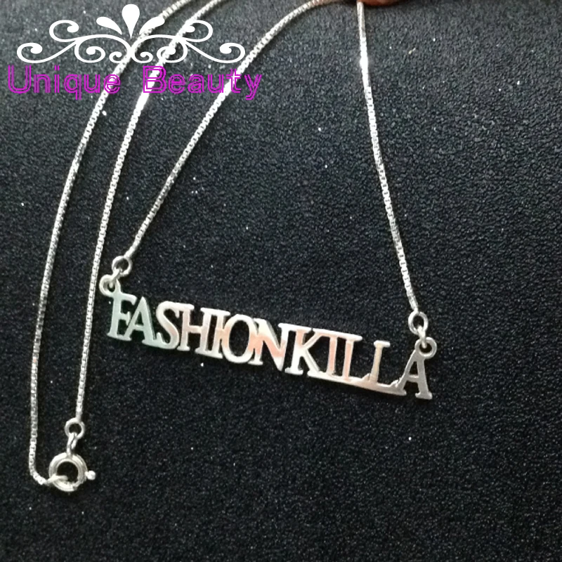 Wholesale Name Necklace Gold plate Solid Silver All Capital Letters font b Custom b font font