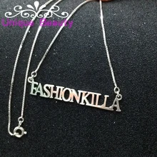 Wholesale Name Necklace Gold plate Solid Silver All Capital Letters Custom Made Personalized Name Pendant Fashionkilla Jewelry