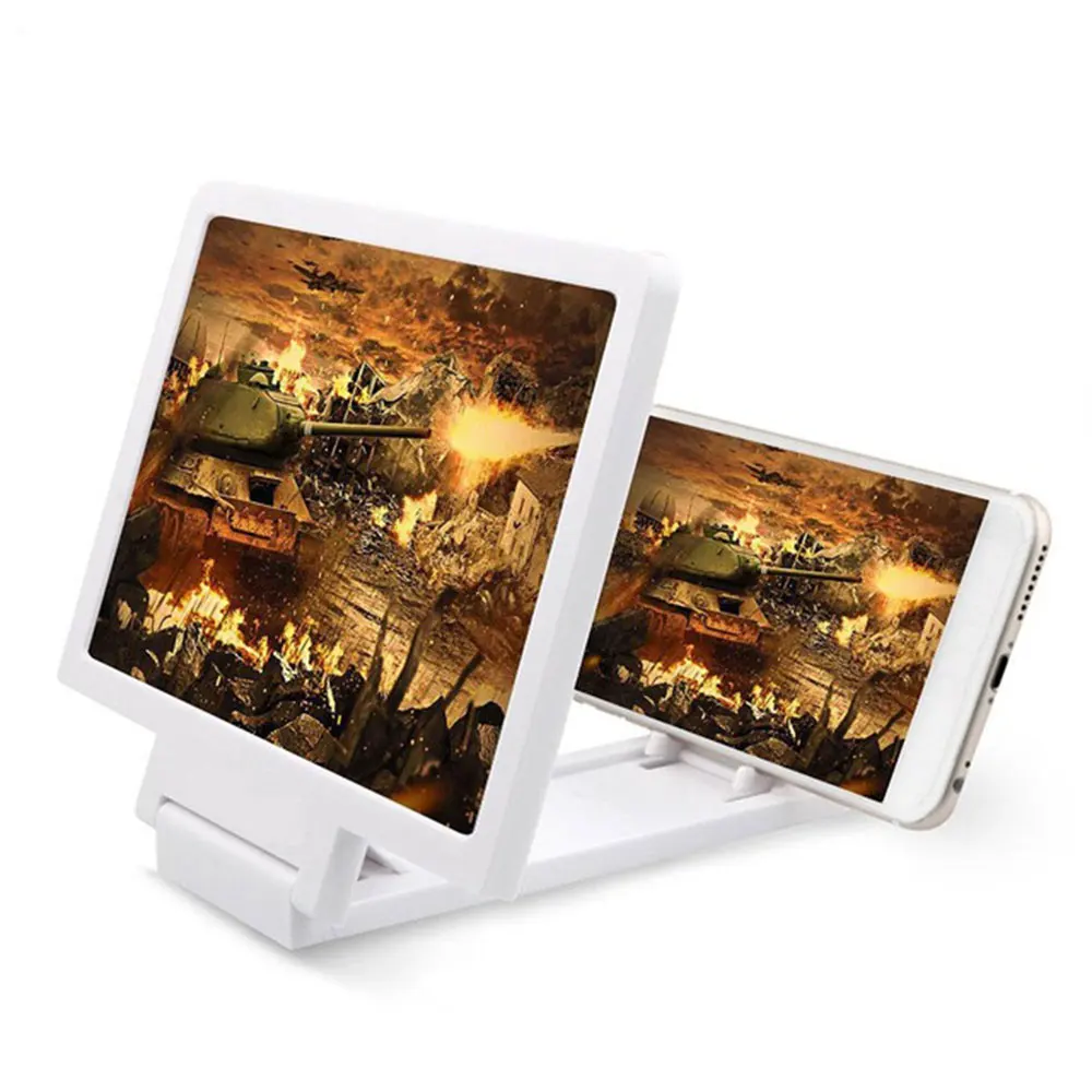 

Newest Mobile 3D Lens Movie Screen Enlarge 3X Magnifier Folding Stand Phone Bracket For Mobile Phones Universal White Plastic