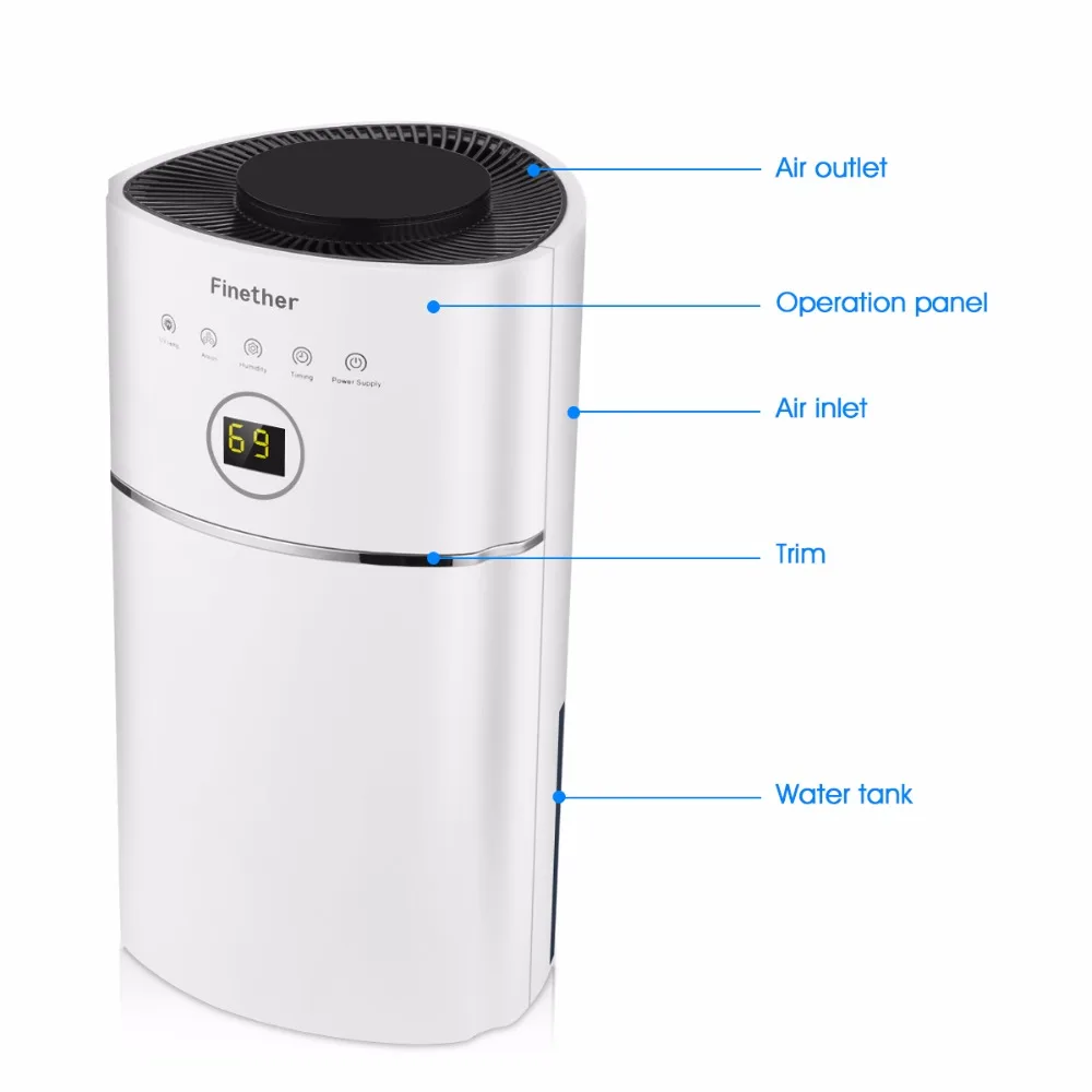 Finether DS01A 01 2.4L емкость цифровой осушитель воздуха анион УФ Low Energy очищают воздух