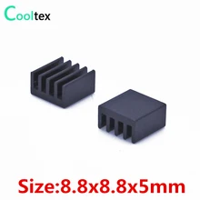 1000 шт./лот) 8,8x8,8x5 мм Алюминий радиатора вытянутый черный радиатора для микросхема охлаждения cooler
