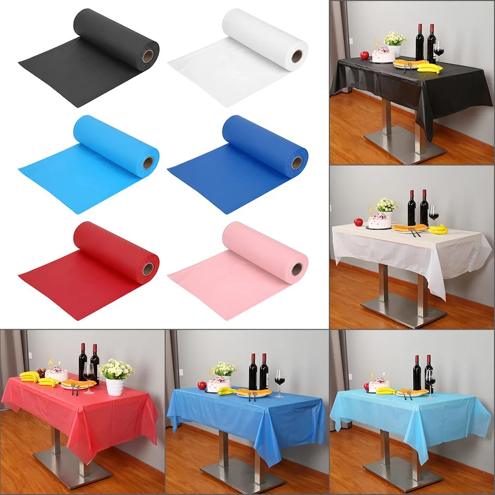 

30m Plastic Banquet Roll Party Catering Table Cover Cloth Tableware Plastic Disposable Banquet Table Roll Wipe Dry Table Cover
