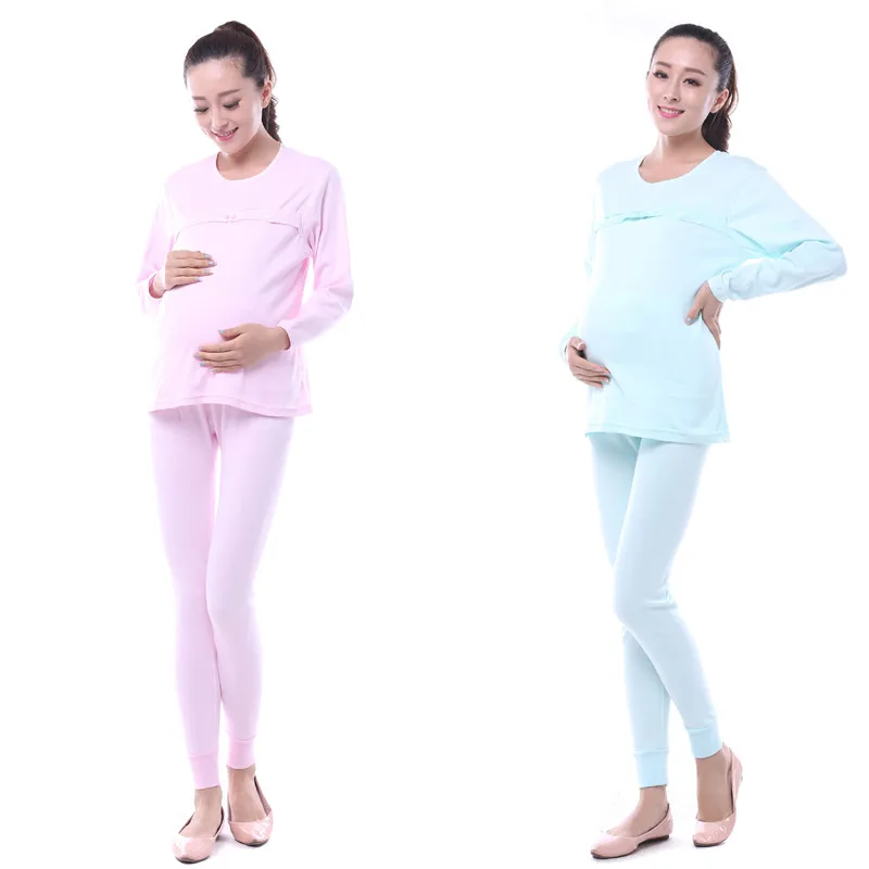Cotton Pregnant Women Clothes Maternity Nursing Clothes Top Pants Sets