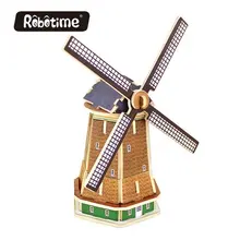 Robotime 3D DIY маленькая ветряная мельница деревянная головоломка ручной работы домашняя миниатюрная MJ208