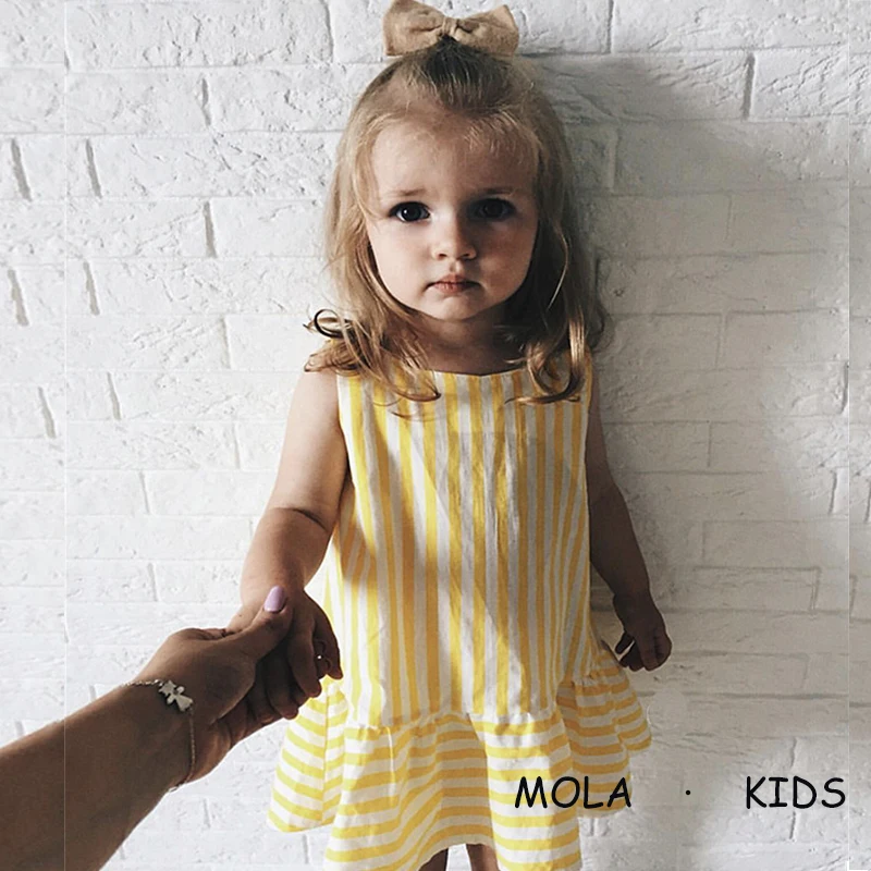 

New Arrival Pretty Dress for Girl MAKA KIDS Cute Summer Dresses Yellow Trumpet European Lovely Toddler Girls Loose Fashion Dress