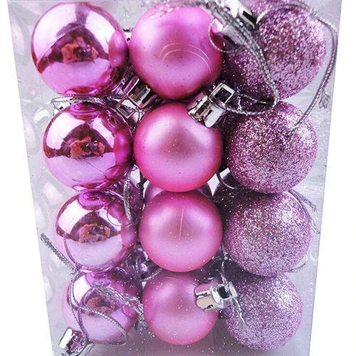 24 шт./лот 30 мм Рождественская елка шар-безделушка подвесное украшение для рождественской вечеринки Свадебный домашний Декор рождественские украшения - Цвет: pink