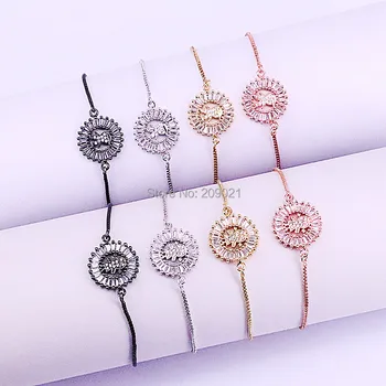 

10Pcs New Fashion Micro Pave CZ Crystal Round Girl And Boy Charms Bracelet Adjustable Jewelry