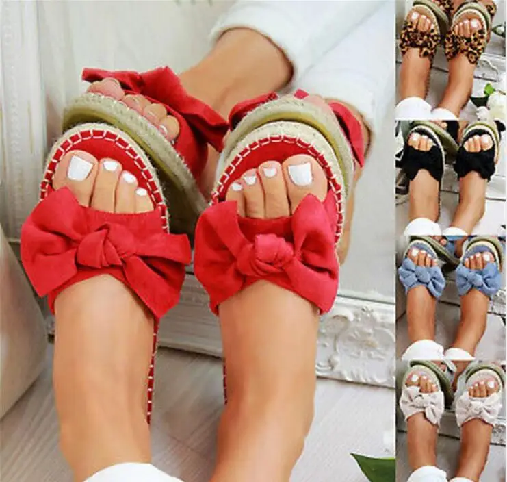 

Women Summer Bow Summer Sandals Slippers Outdoor Flip-flops Beach Shoes