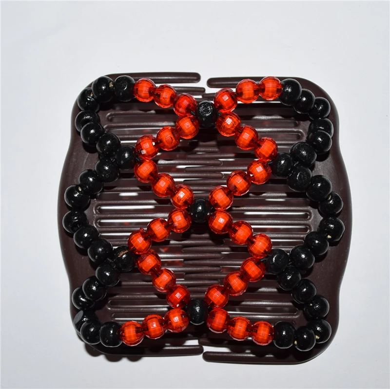 

standard comb red Polyhedron bead in bead and black beads 12pcs/lot african butterfly magic comb