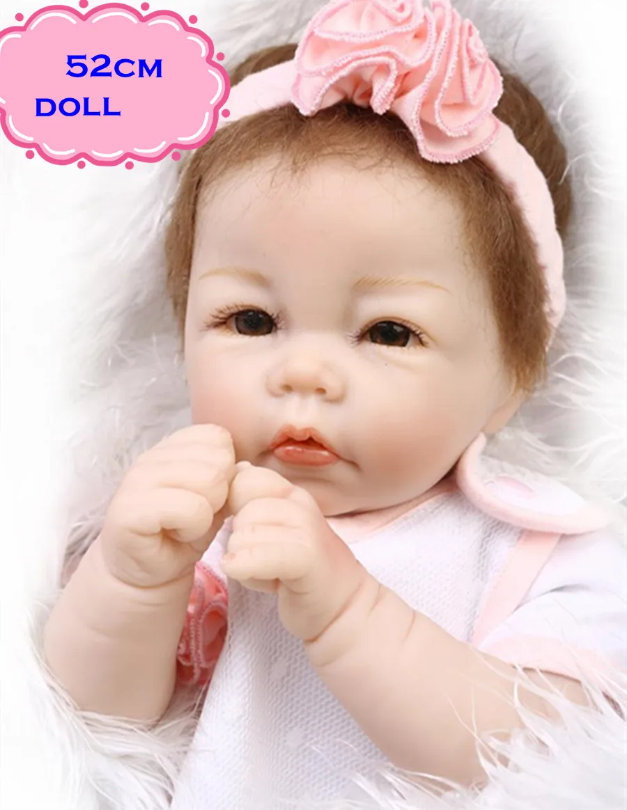

New Popular NPK Silicone Reborn Baby Dolls About 52cm In Lovely Dress Real Looking Doll Baby Brinquedo For Girls Friend's Gift
