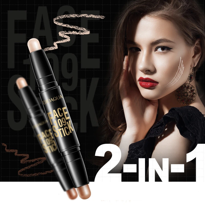 

Multi-use Double Head 2 in 1 Face 3D Contour Highlighter Stick Makeup Pen Shimmer Brighten Skin Highlighting Concealer Cosmetic