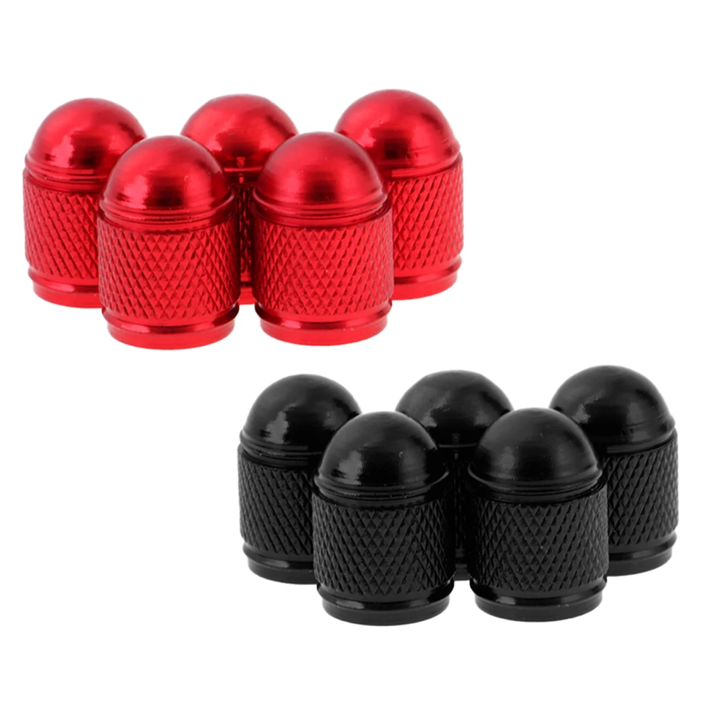 MagiDeal 10 Pieces Black Red Aluminum Bicycle Bike Cycling Schrader Air Valve Dust Cap Cover Accessories Bike Valve Cap