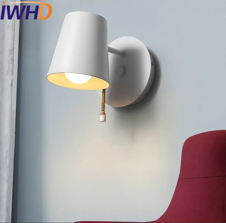 

IWHD Nordic Style Modern Sconce Wall Light Fixtures Bedroom Iron LED Wall Lamp Home Lighting Stairs Bedroom Lampara Pared