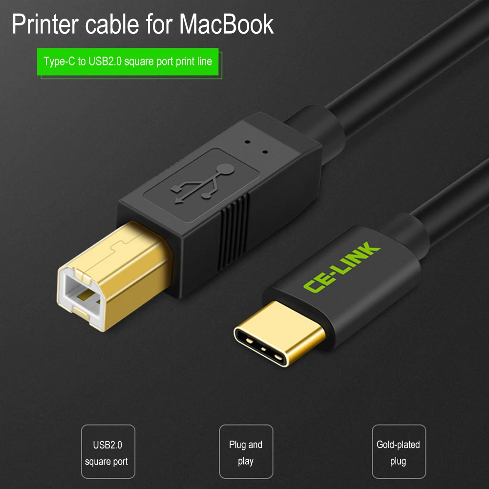 Type C мужской разъем для USB 2,0 B Тип Мужской кабель для передачи данных адаптер для принтер для мобильного телефона для Macbook huawei ноутбук Mi notebook