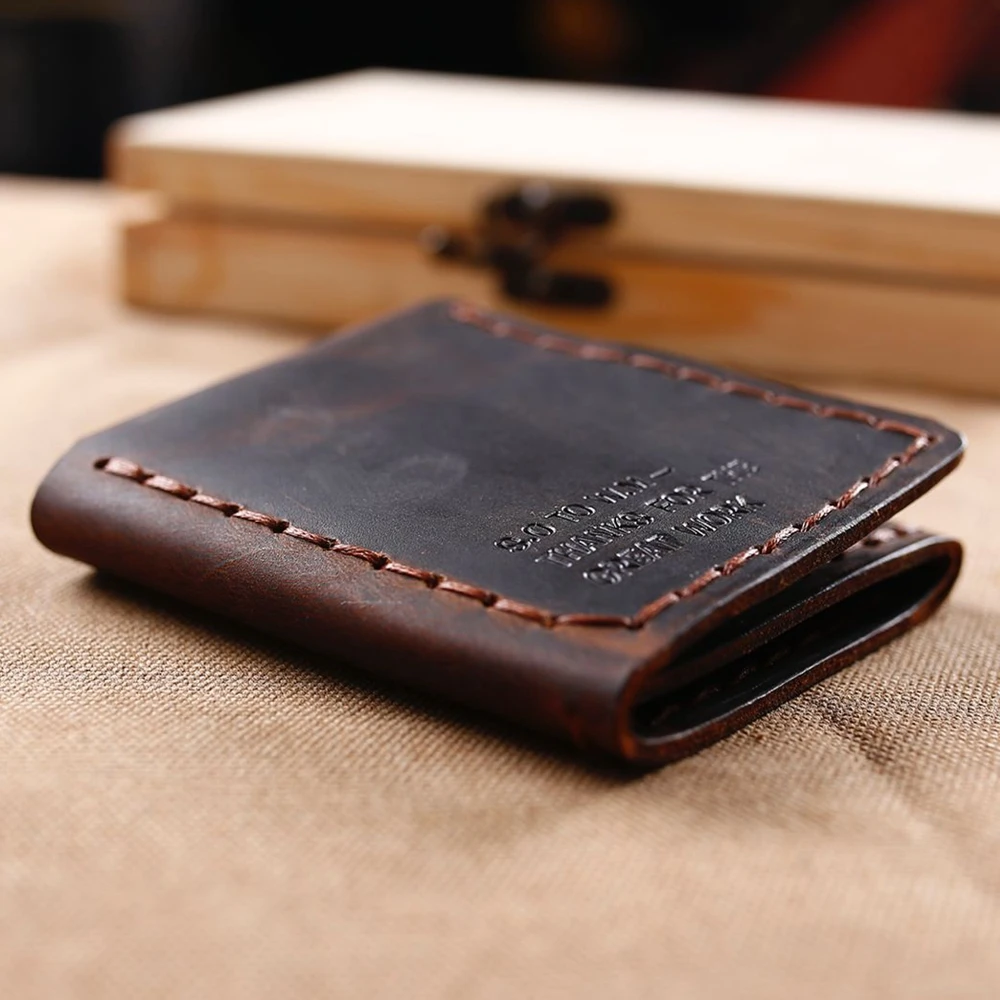 Handmade Leather Mens Cool Slim Leather Wallet Men Small Wallets Trifo –  iChainWallets