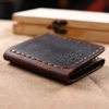 Trifold Genuine Leather Wallet Men Handmade Crazy Horse Leather Purse Men's Short Vintage Wallet with Coin Pocket ► Photo 2/6
