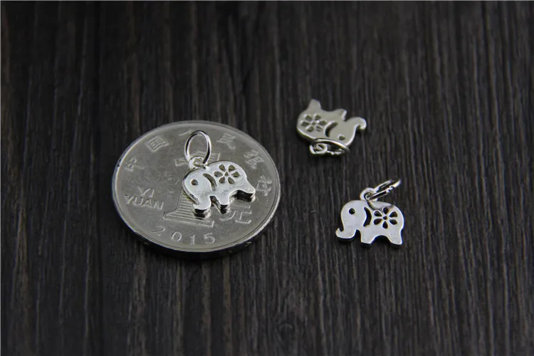 Uglyless Real S925 Sterling Silver Elephant Charms Accessories Jewelry DIY Cute Thai Totem Animal Findings Hollow Pendant Bijoux