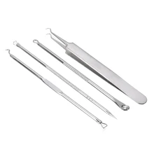 Shellhard 4 шт./компл. Нержавеющая сталь Угри экстрактор иглы Пинцет акне прыщей Blackhead экстрактор для удаления набор инструментов