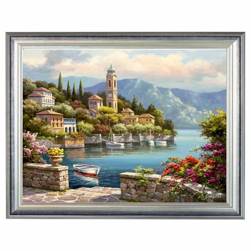 

Golden Panno,Needlework,Embroidery,DIY Landscape Painting,Cross stitch,kits,14ct Village home Cross-stitch,Sets For Embroidery