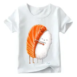 2019 детская суши объятия мультфильм дизайн смешные футболки мальчиков и летние топы для девочек Малыш Мягкая Белая футболка, HKP2122