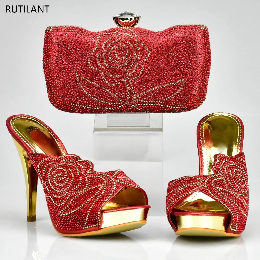 Rouge Qualité La Haute Ensembles Sac Couleur rouge Ensemble De Chaussures Pour Nouvelle Femmes argent Avec Noir vin Ciel or Arrivée pu bleu Les Africaine Nigérian Et Fête Des EZanqfAy