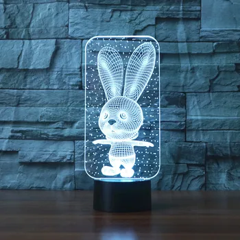 

3D LED Big Ears Rabbit Bunny Lamp Atmosphere lamp 7 Color Changing Visual illusion LED Decor Lamp