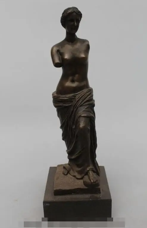 

S03107 9"Western Art sculpture Bronze Marble None Hand nudity Belle Statue B0403