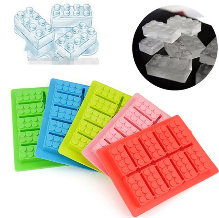 

DIY Creative Building Blocks Mold Square Shape Silicone Ice Tray Fruit Ice Cube Maker Bar Kitchen Accessories 4Colors