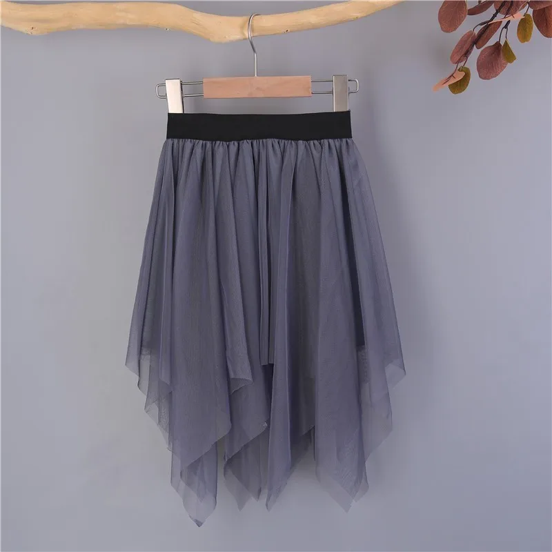 Princess Little Girl Skirts Asymmetrical Toddler Skirt Spring Summer Autumn Pink Grey Black To School Children Clothing - Color: grey kids skirts