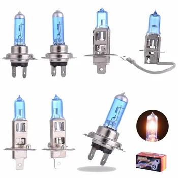 

2PCS Car Bulb H1 H3 H4 H7 100W/55W DC12V Super White Quartz Glass Blue Car Headlight Lamp Bulbs