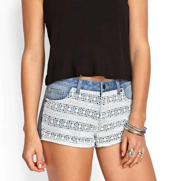 ladies white denim shorts