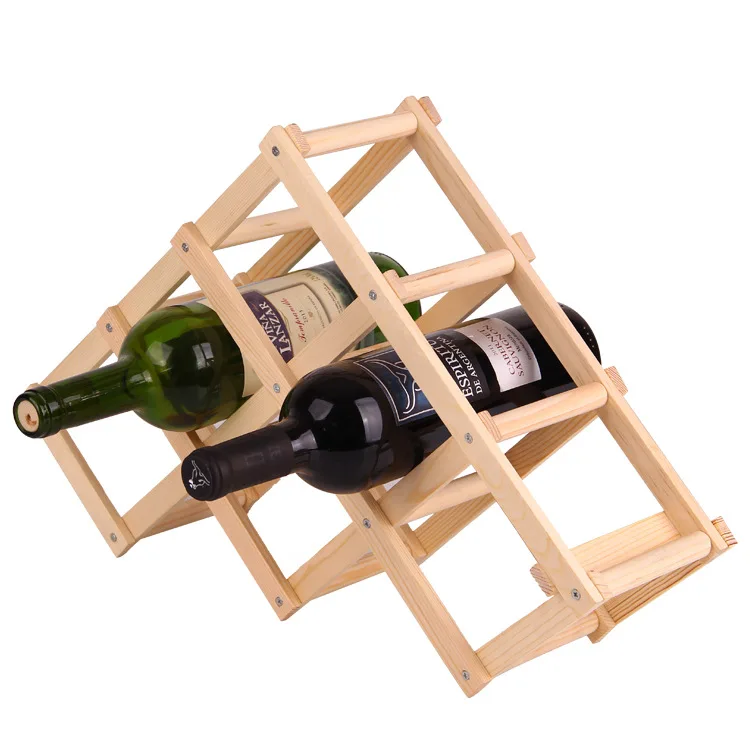 Solid Wood Creative Folding Wine Holders Rack Home Bar KTV Decorations