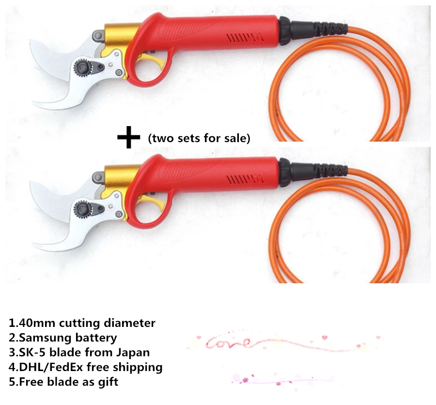 Two sets together for sale,40mm cutting diameter electric pruner