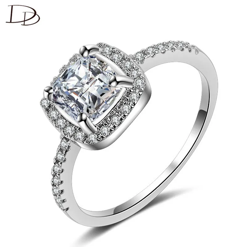Fashion Square White Zircon Ring Women Jewelry Boda Fashion Square White Zircon Ring Women Jewelry Boda