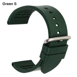 MAIKES Premium Orange Sport Rubber Watch Strap with Black Buckle - 22mm (Green S)