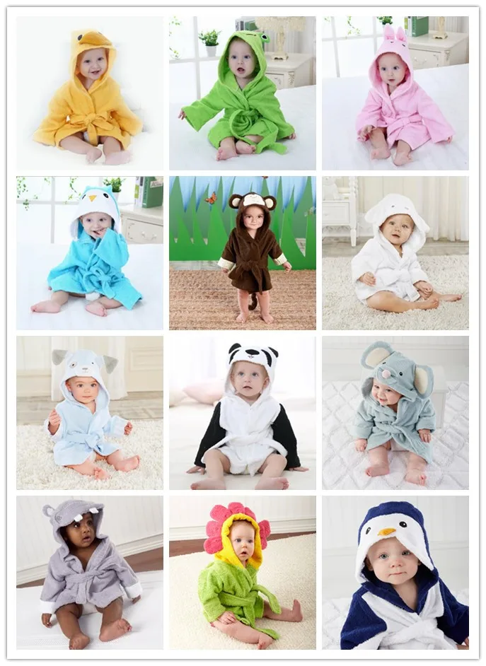 

Animal cartoon baby bathrobe with hat/Racoon Hood kids beach towels/Infant&Todderl's Wraps