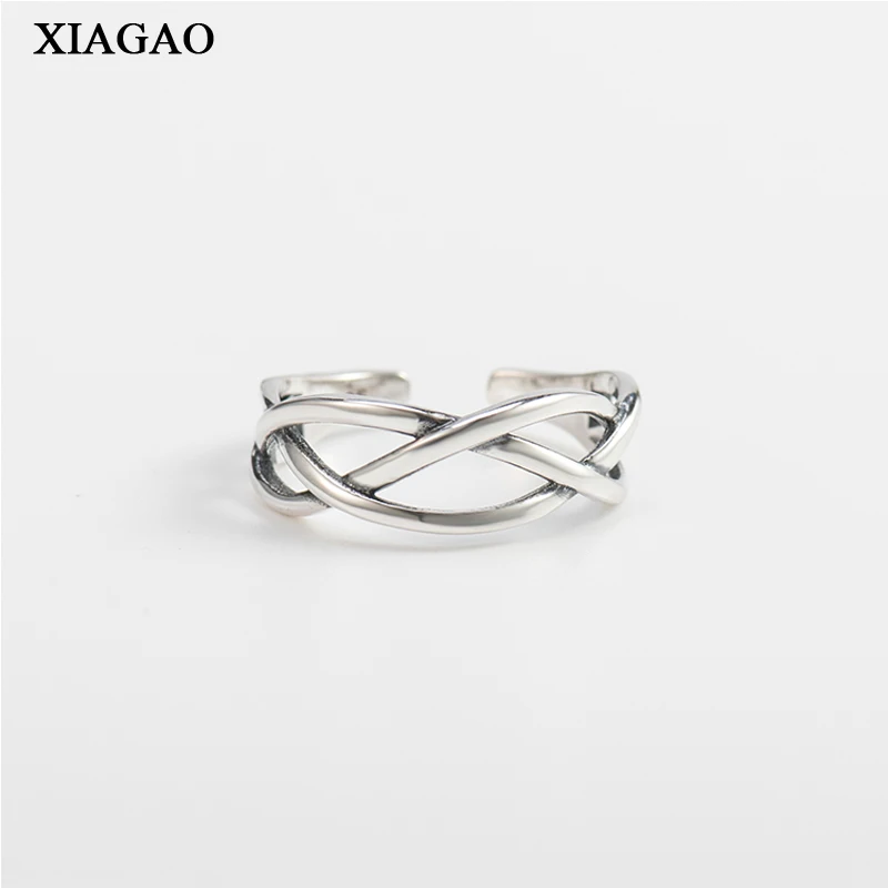 

XIAGAO Jewelry Bijoux Top Quality 925 Sterling Silver Cuff Rings for Women Simple Style Distortion Opening Silver Ring AART0004