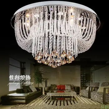 

Free shipping luxury modern flush mount led crystal chandelier for ceiling lustres de cristal lamp for living room Dia60*H32cm