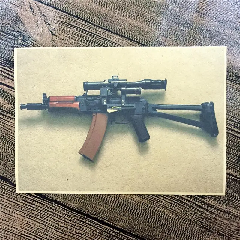 Оберточная бумага в винтажном стиле "Калашников AK-47" wall art плакат фотографии домашний декор для ванных комнат, баров, кафе FI-219 - Цвет: 026