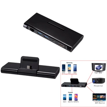 

5in1 Type C Adapter to 4K HDMI RJ45 USB 3.0 Hub Ethernet PD Charger for Samsung Galaxy S8/S9/S9Plus/Note8/HAWEI Mate10 10Pro P20